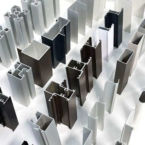 Assorted extruded aluminium profiles